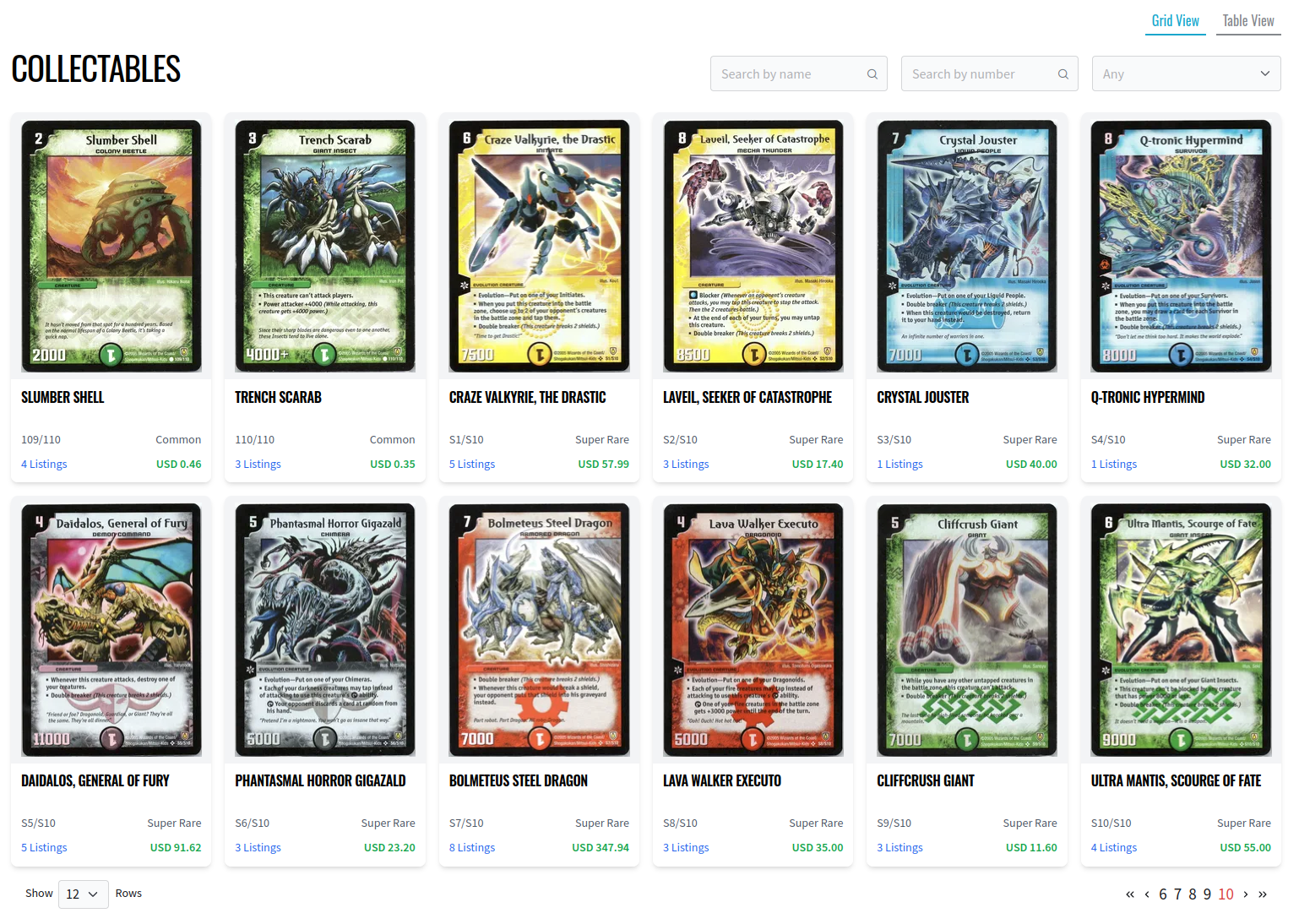 The new grid view on the editions page